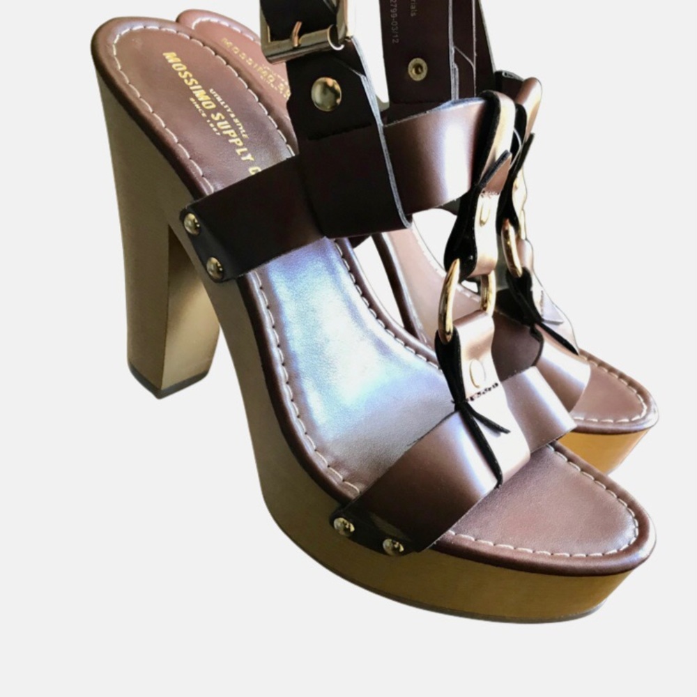 Mossimo Leather and Brass Platform Sandals
